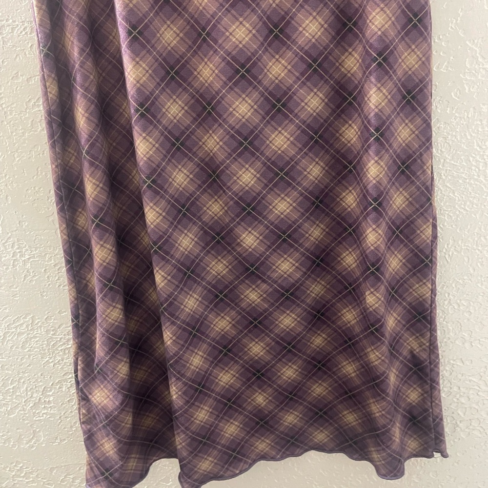 Y2K‎ SHEIN Soft Purple/Brown Plaid Grunge Maxi Skirt Elastic Waist Size Medium - Picture 4 of 5